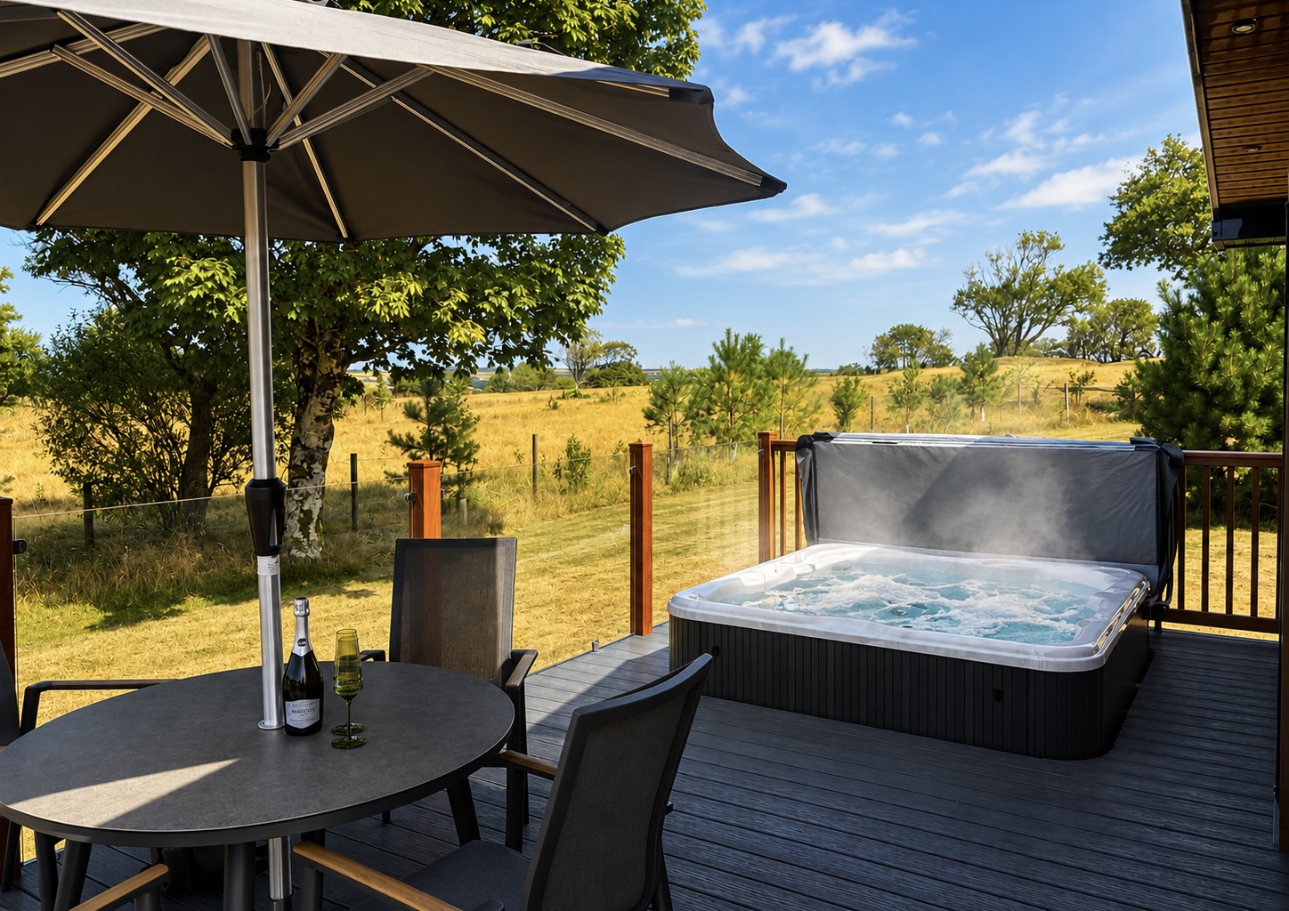 Hot tub on decking