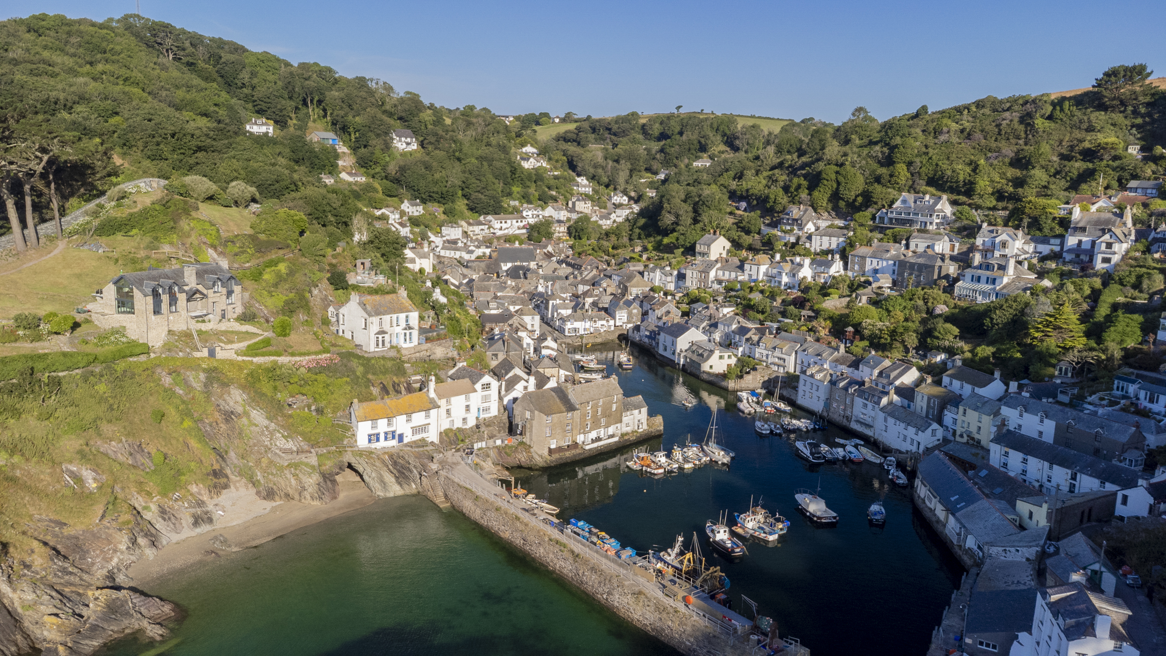 Aerial view of Polperro fishing village